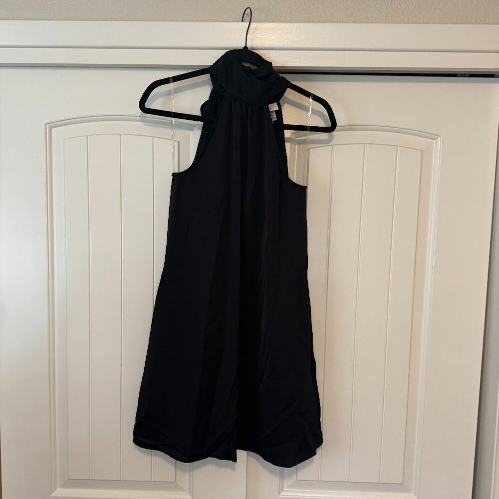 a new day - black satin sleeveless baby doll halter dress - Size SMALL